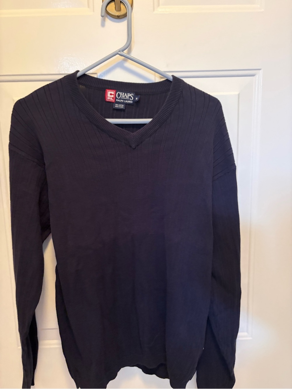 Chaps Ralph Lauren Navy Ribbed V-Neck Sweater